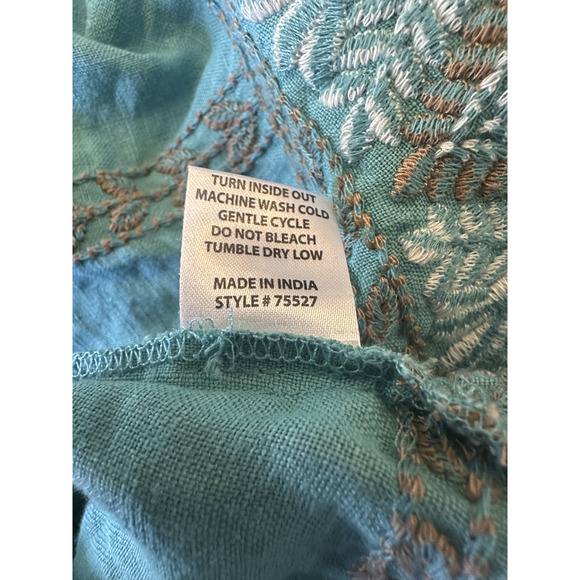 Uncle Frank 100% Linen Embroidered Dress V-Neck Boho Festival Pockets Size Small - Picture 10 of 12